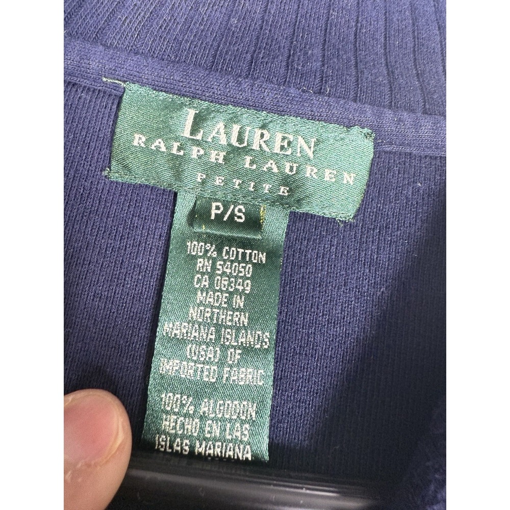 Lauren Ralph Lauren Cardigan Sweater Women's Petite Small Navy Gold Crest Button - Picture 4 of 6